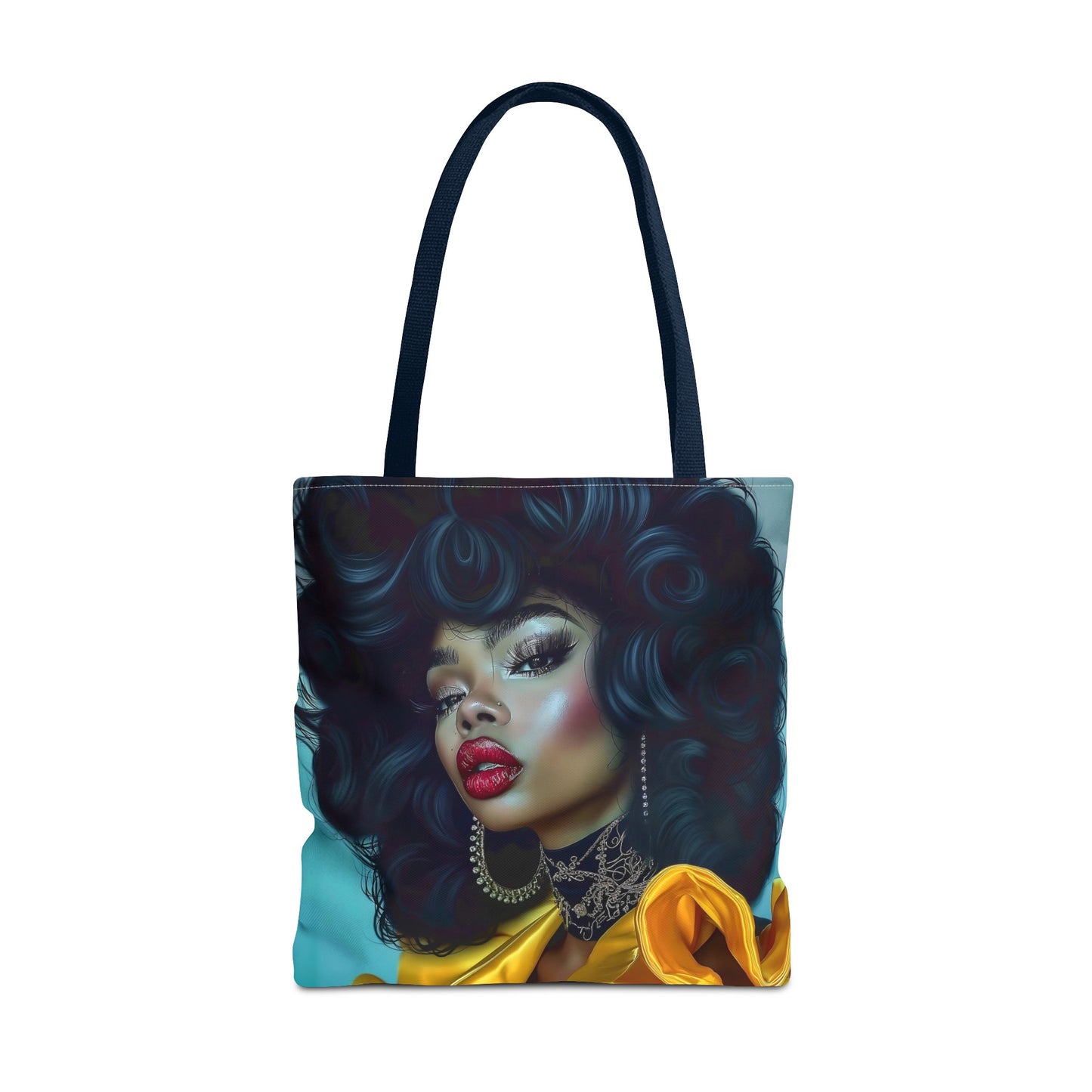 Empowering Beauty  Black Woman Digital Print Tote Bag (AOP) - Statement tote bag with bold lips - Trendy - Unique  Gift Ideas