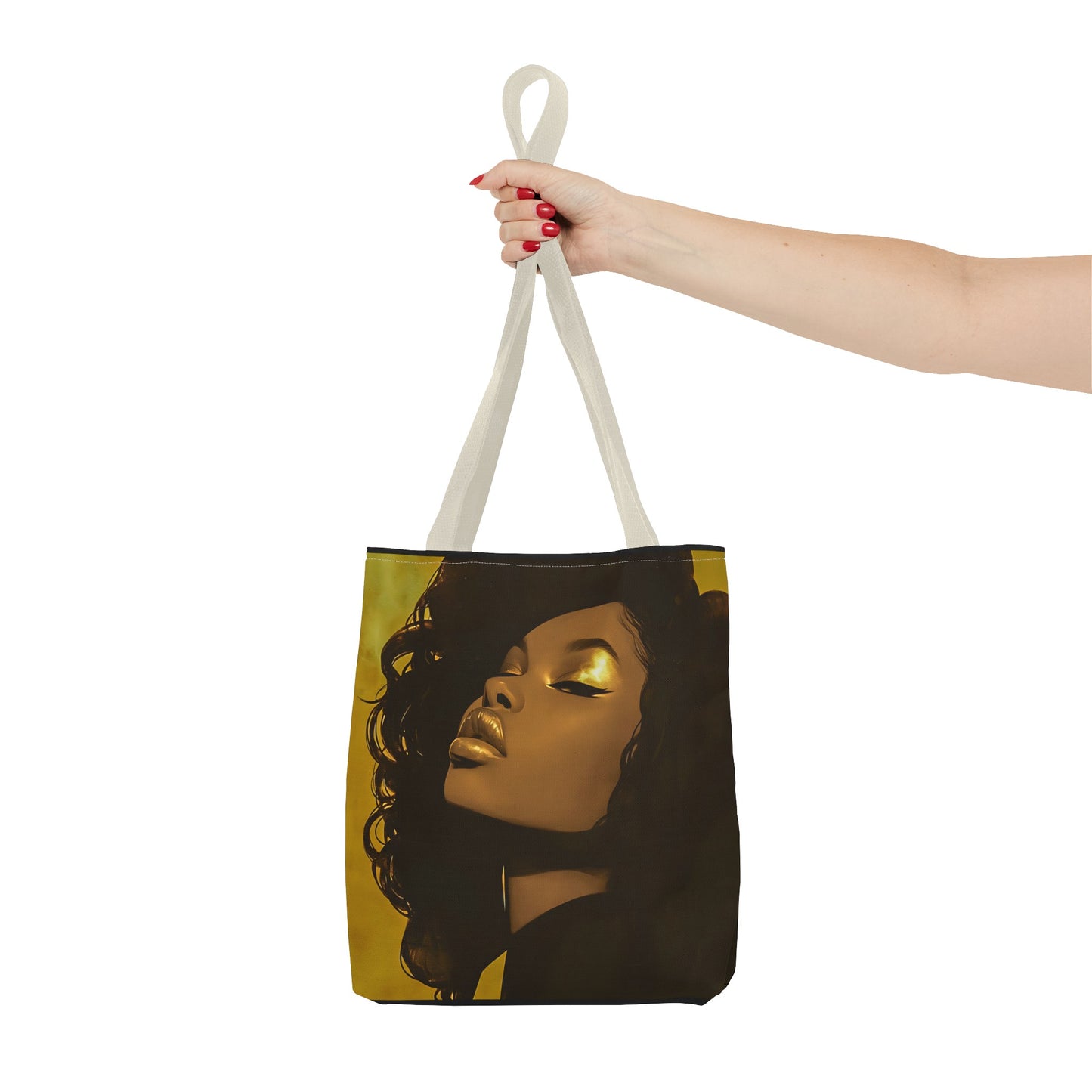 Abstract Black Woman Digital Print Tote Bag - Stylish Black and Gold Design - Unique Gift Idea -Trendy Shopping Bag