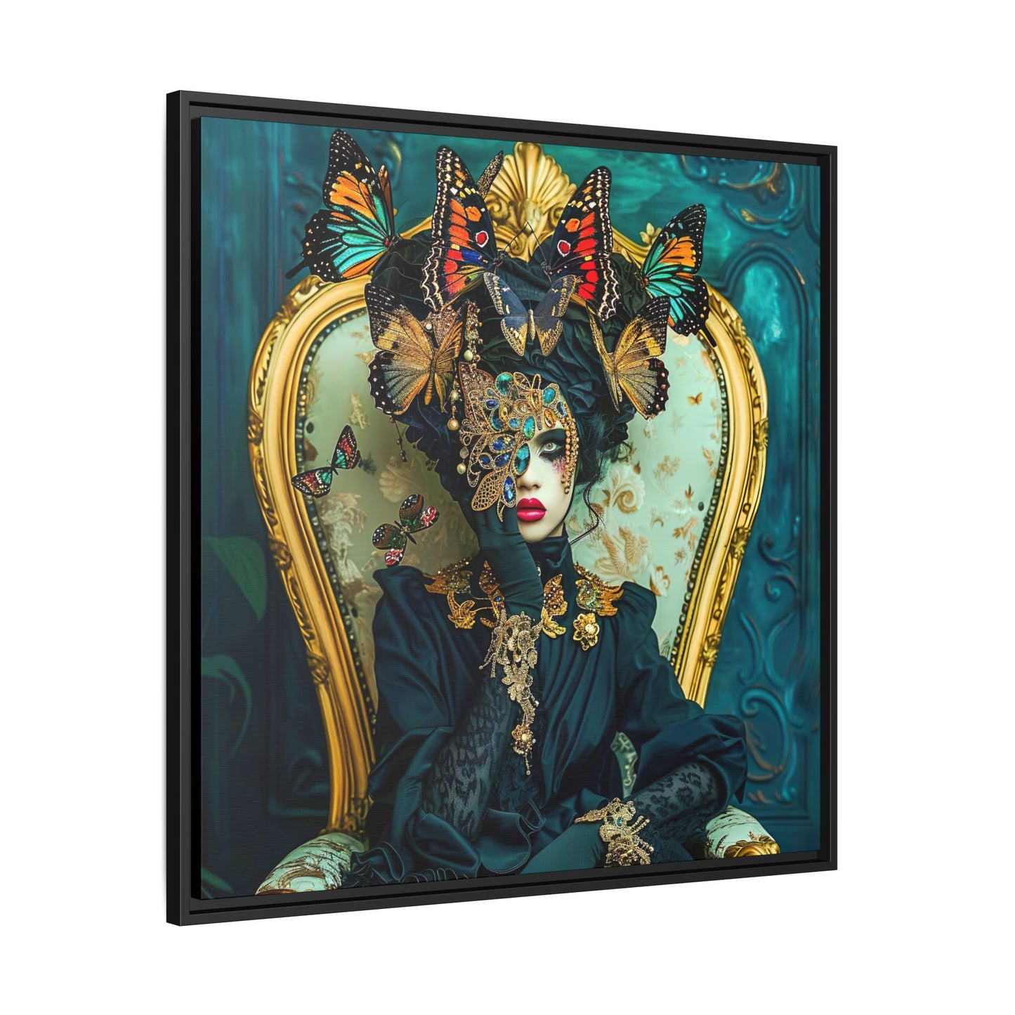 Exquisite Butterfly Masquerade Couture | Matte Canvas, Black Frame