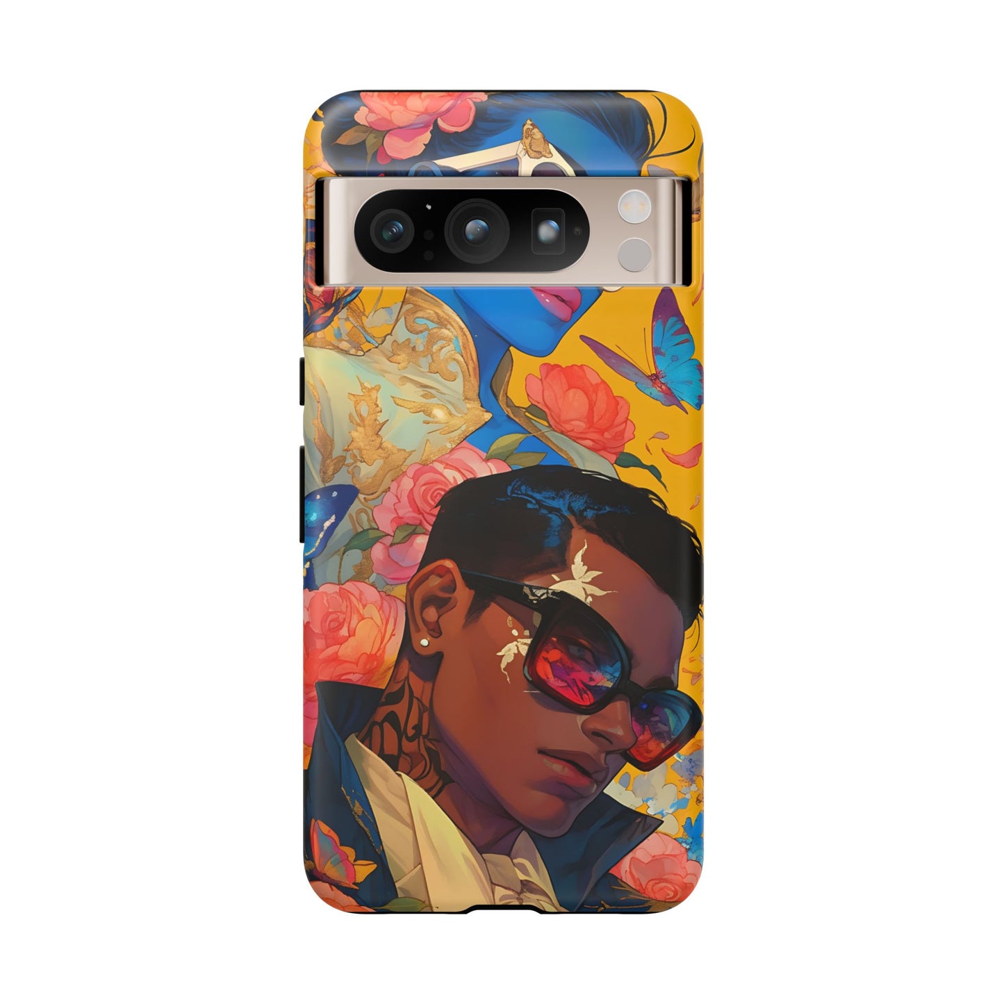 Trendy Butterfly Couple Phone Case - Funky Illustrations with Sunglasses - Vibrant and Stylish Cover | iPhone | Samsung |Tough Cases