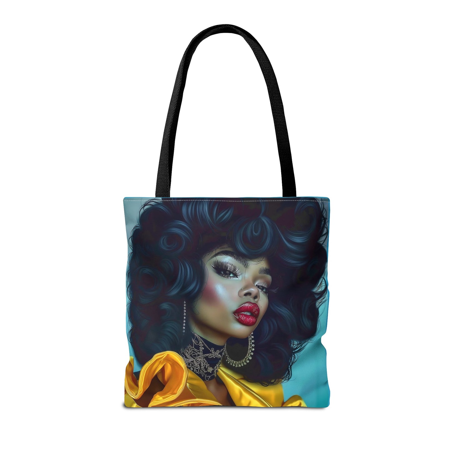 Empowering Beauty  Black Woman Digital Print Tote Bag (AOP) - Statement tote bag with bold lips - Trendy - Unique  Gift Ideas