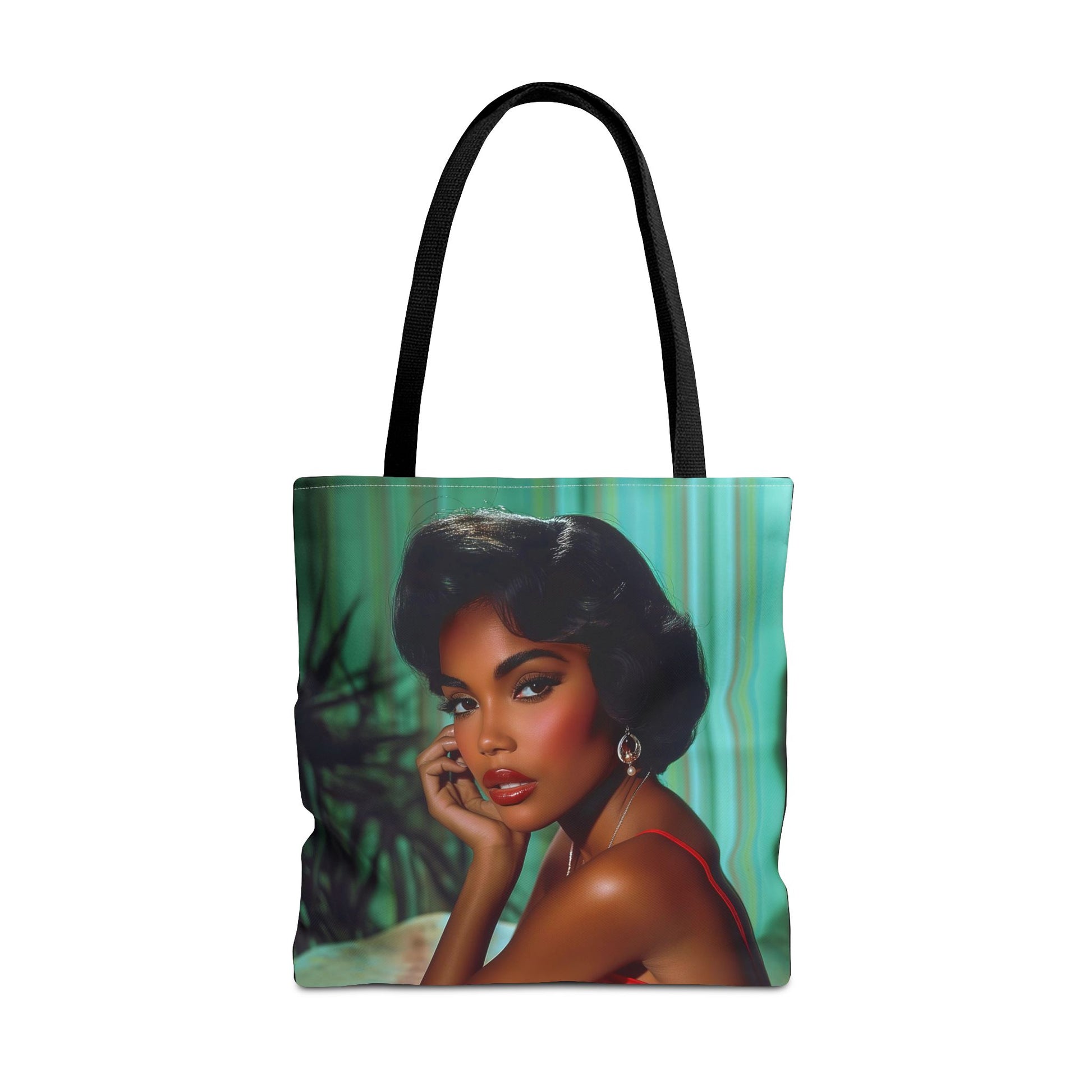 Chic Retro Style Woman Tote Bag  - Gift Ideas - Black Ai photo  - Black art - Fashionable Black Print Accessory - Owndigiart