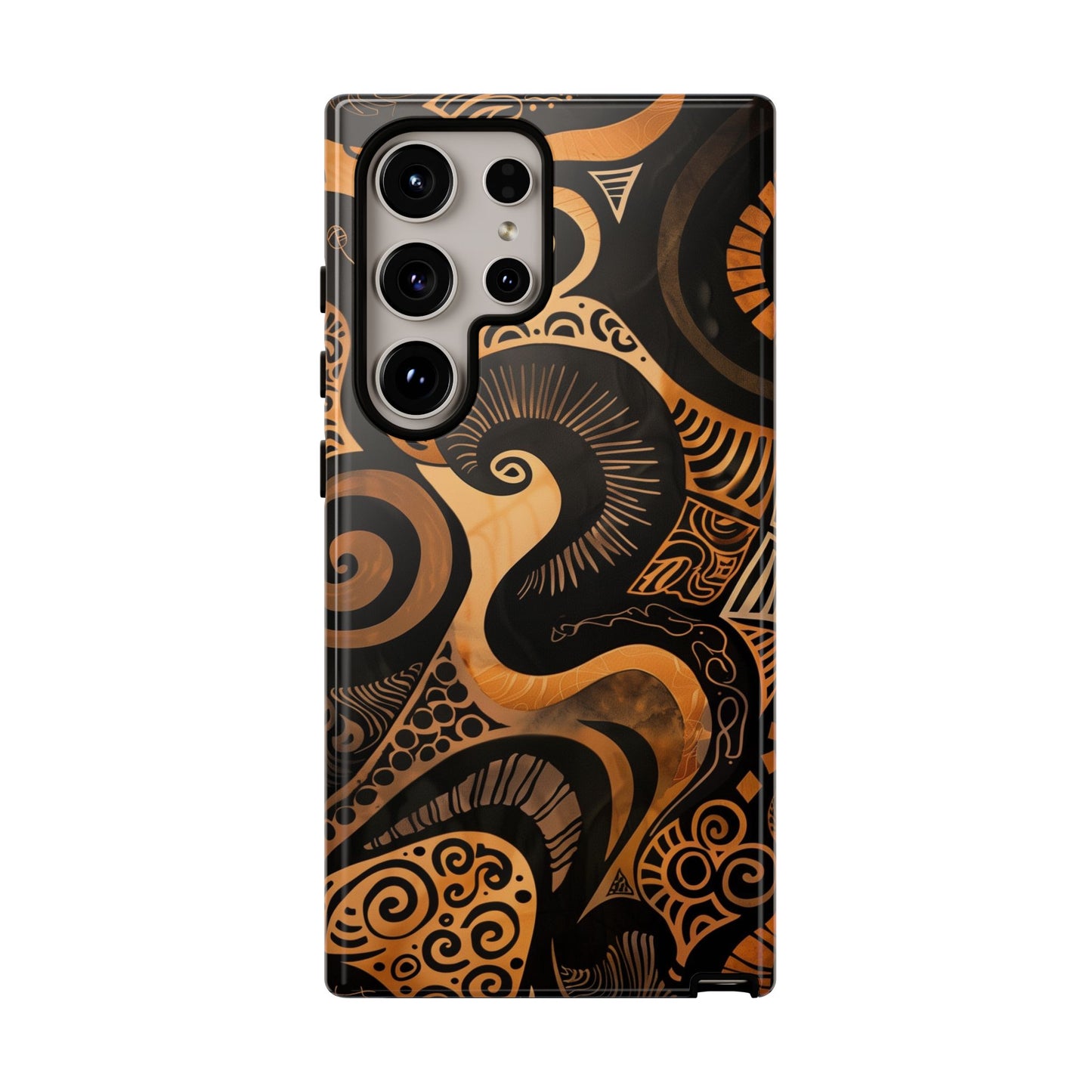 Afrocentric Print in Brown and Gold | iPhone | Samsung | Google | Tough Phone Case