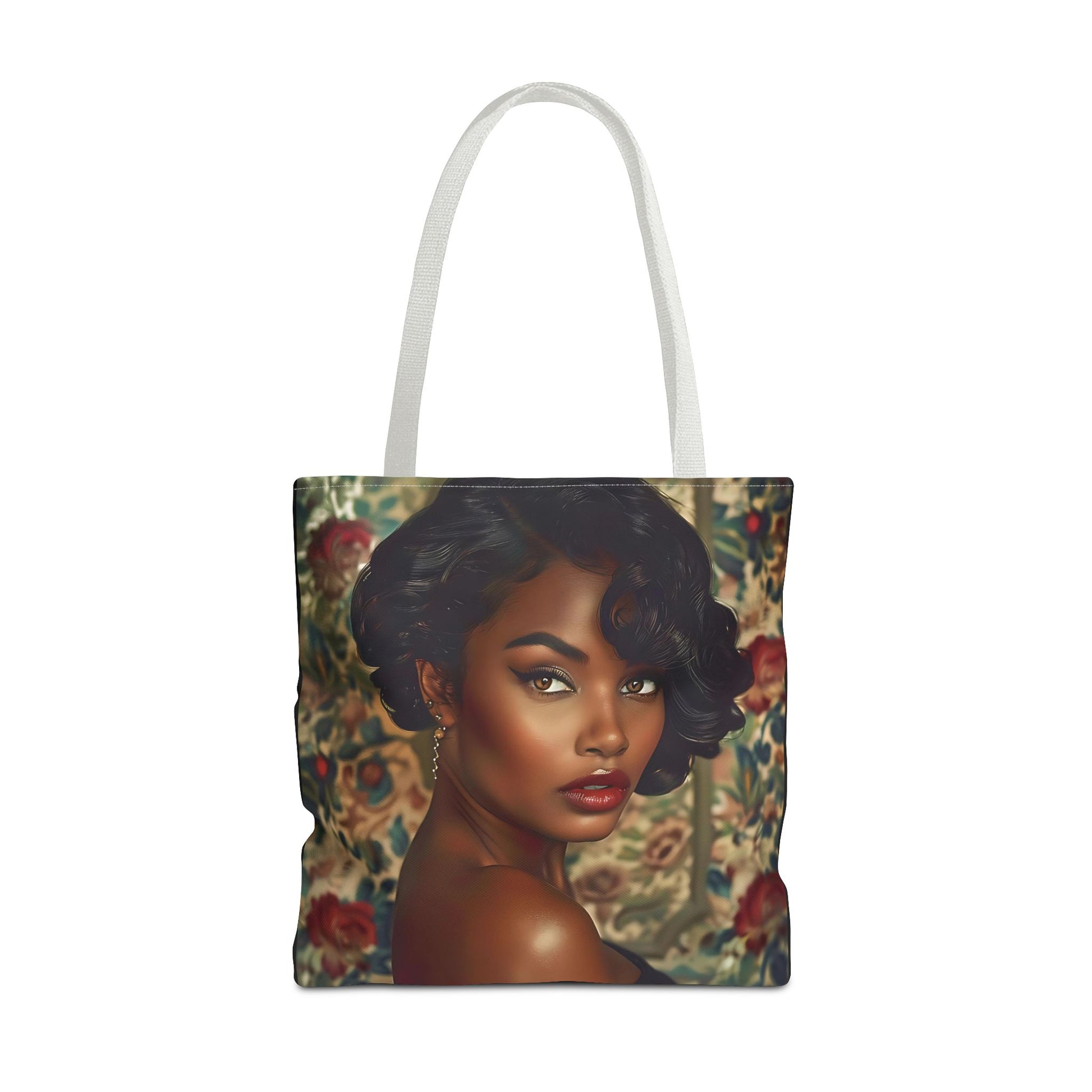 Beautiful Black Retro Style Woman Tote Bag - Vintage Fashion Accessory - Unique Gift  - Gift for Her - Iconic Retro Fashion - Owndigiart