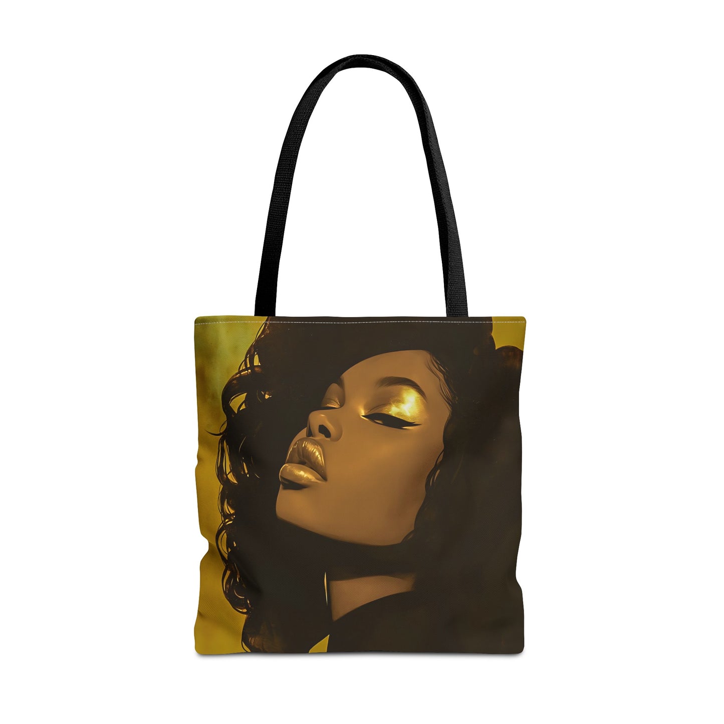 Abstract Black Woman Digital Print Tote Bag - Stylish Black and Gold Design - Unique Gift Idea -Trendy Shopping Bag