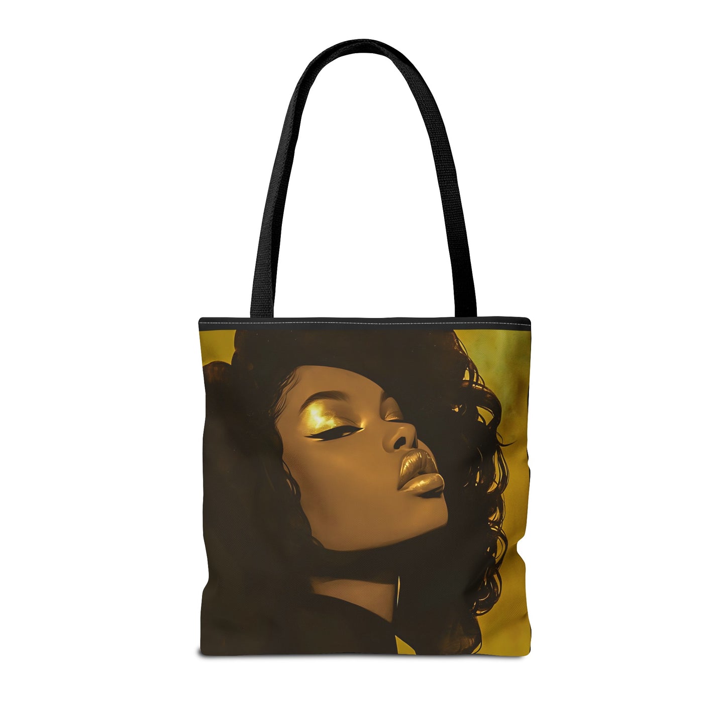 Abstract Black Woman Digital Print Tote Bag - Stylish Black and Gold Design - Unique Gift Idea -Trendy Shopping Bag