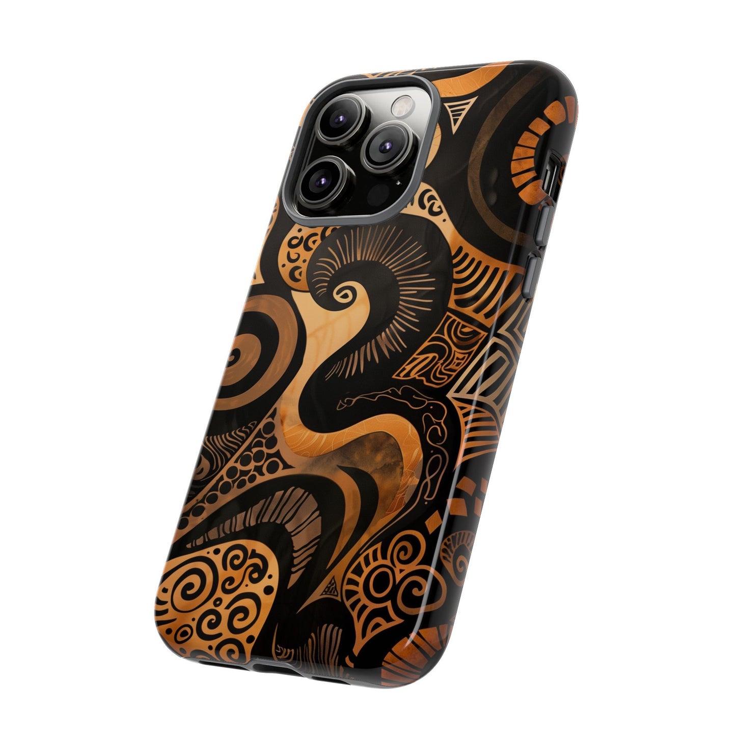 Afrocentric Print in Brown and Gold | iPhone | Samsung | Google | Tough Phone Case