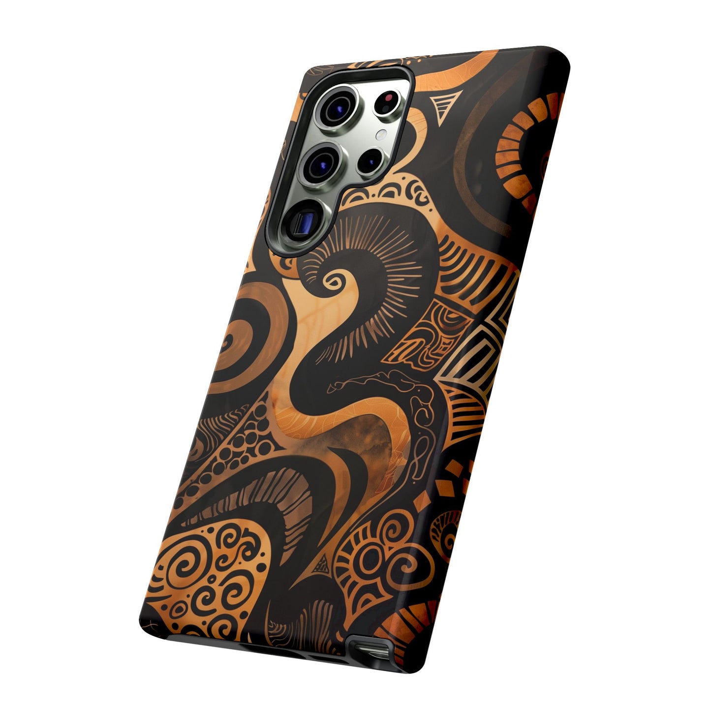 Afrocentric Print in Brown and Gold | iPhone | Samsung | Google | Tough Phone Case