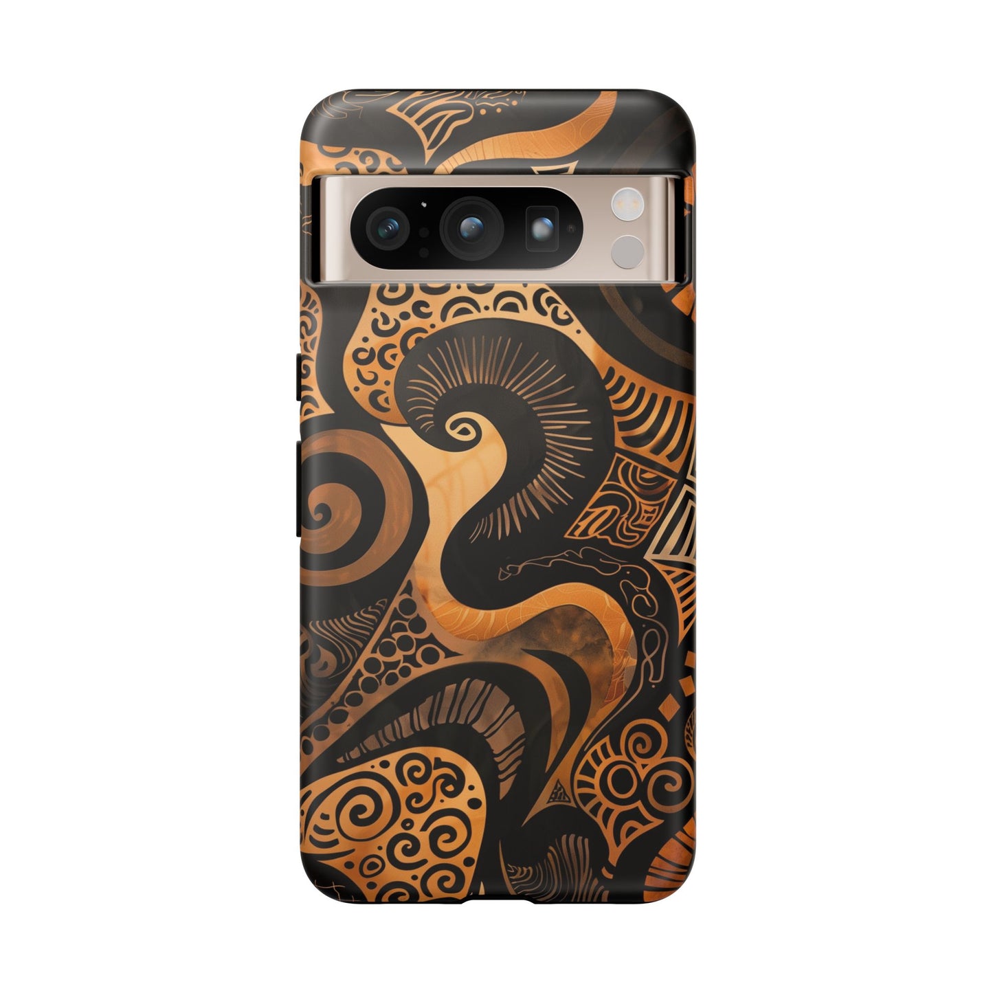 Afrocentric Print in Brown and Gold | iPhone | Samsung | Google | Tough Phone Case