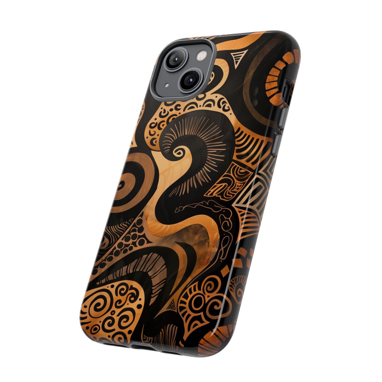 Afrocentric Print in Brown and Gold | iPhone | Samsung | Google | Tough Phone Case