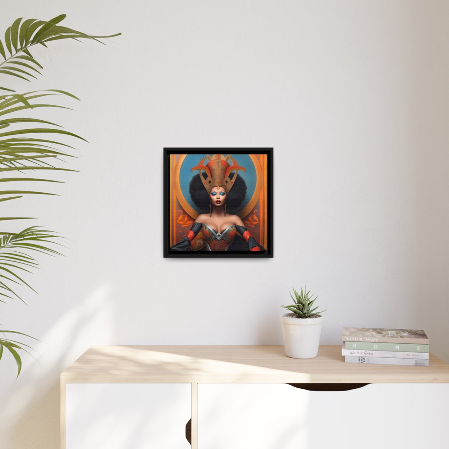 Gemaakt om een ​​koningin te zijn - mat canvas, zwart frame - kunst aan de muur - woondecoratie - zwarte kunst - zwarte vrouwen - digitale canvasprint