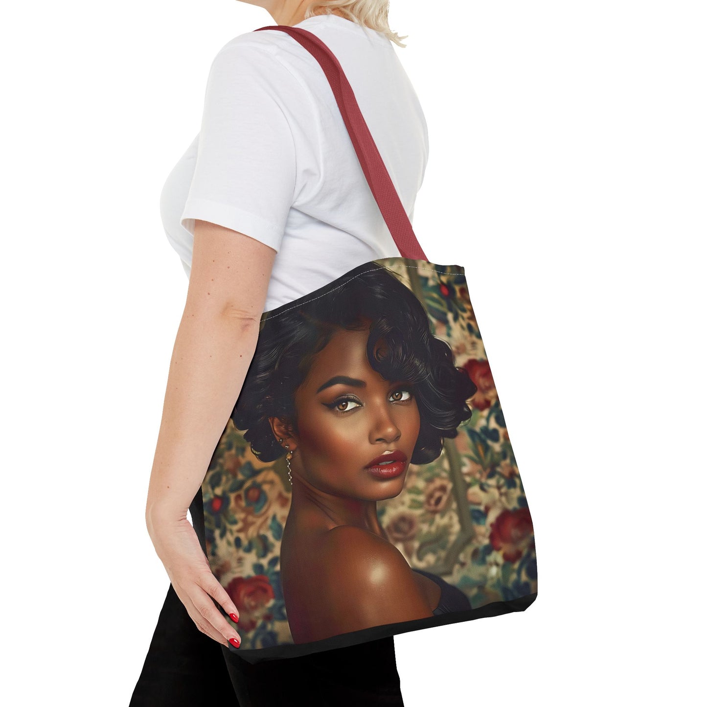 Beautiful Black Retro Style Woman Tote Bag - Vintage Fashion Accessory - Unique Gift  - Gift for Her - Iconic Retro Fashion