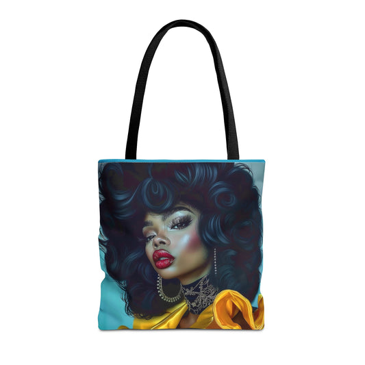 Empowering Beauty Black Woman Digital Print Tote Bag (AOP) - Statement draagtas met opvallende lippen - Trendy - Unieke cadeau-ideeën