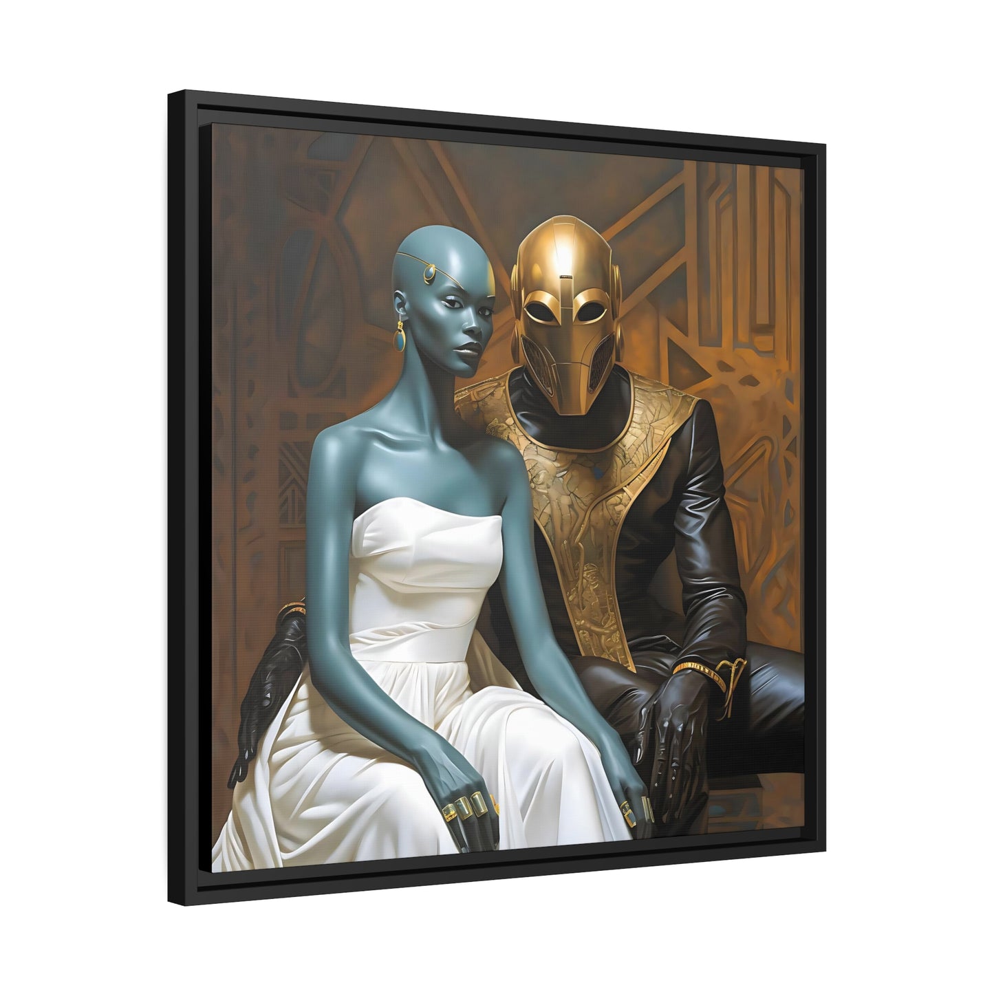 Futuristische Tech Art Cyberpunk Home Decor - Mat canvas, zwart frame