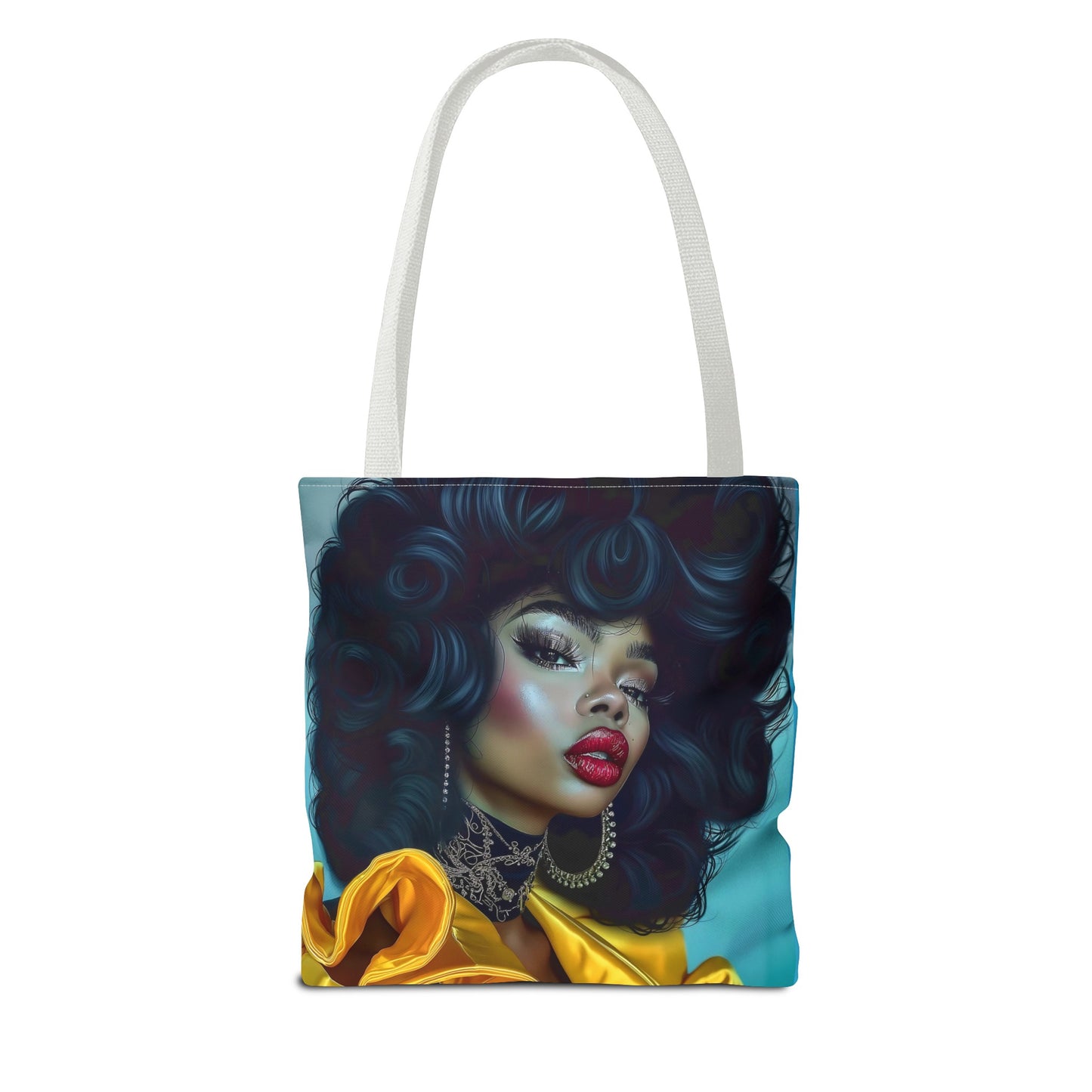 Empowering Beauty  Black Woman Digital Print Tote Bag (AOP) - Statement tote bag with bold lips - Trendy - Unique  Gift Ideas