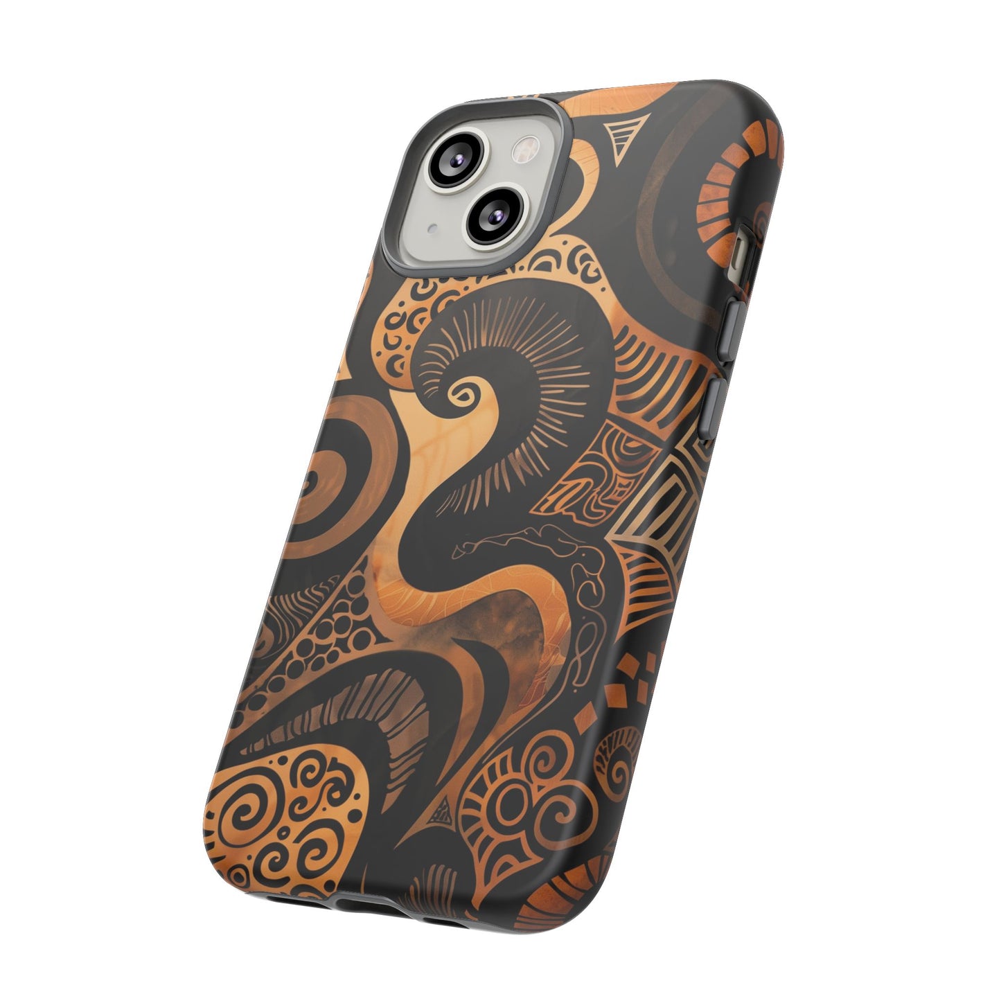 Afrocentric Print in Brown and Gold | iPhone | Samsung | Google | Tough Phone Case