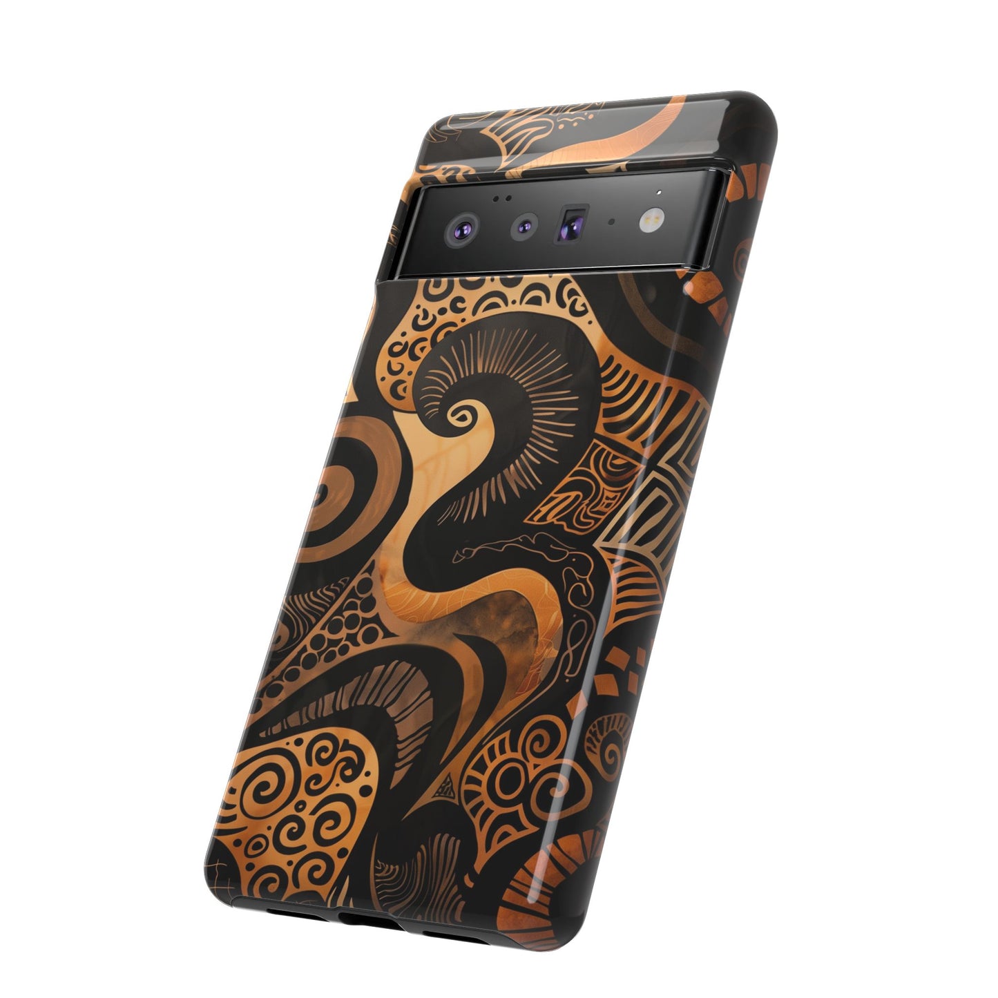 Afrocentric Print in Brown and Gold | iPhone | Samsung | Google | Tough Phone Case