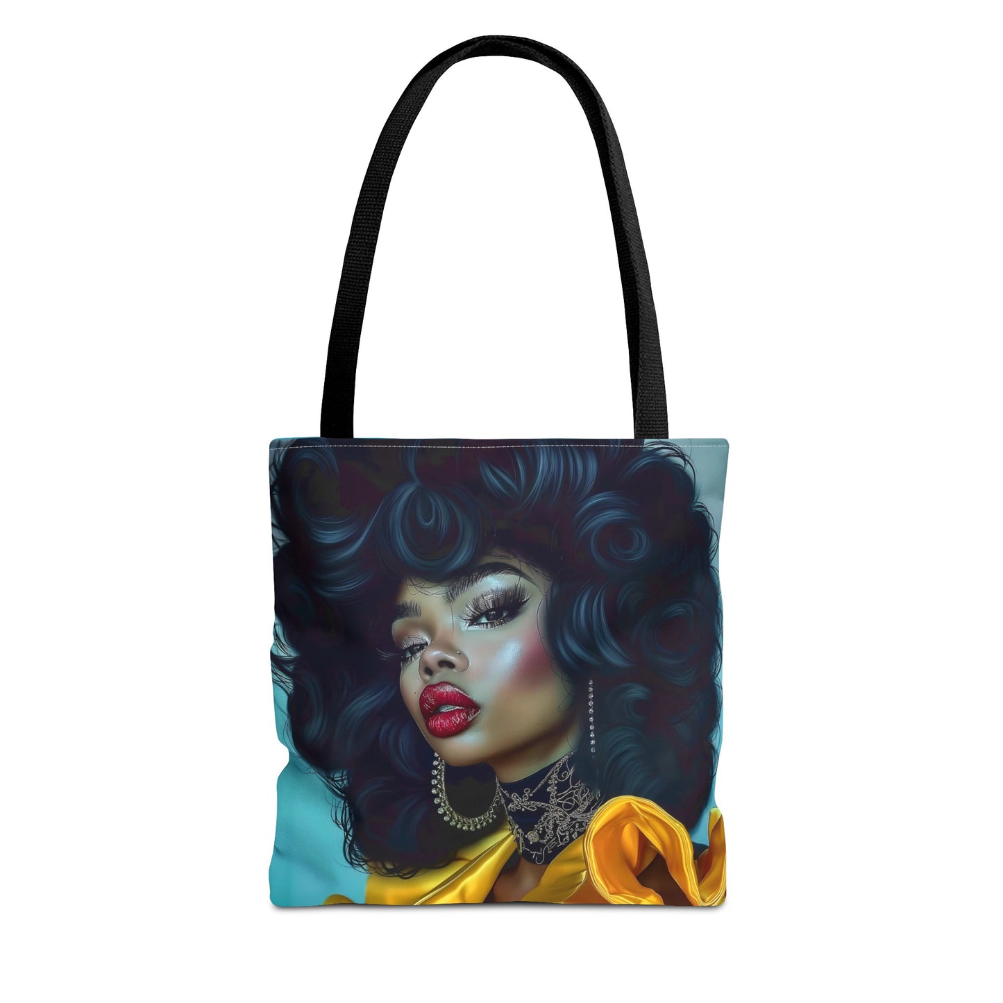 Empowering Beauty  Black Woman Digital Print Tote Bag (AOP) - Statement tote bag with bold lips - Trendy - Unique  Gift Ideas