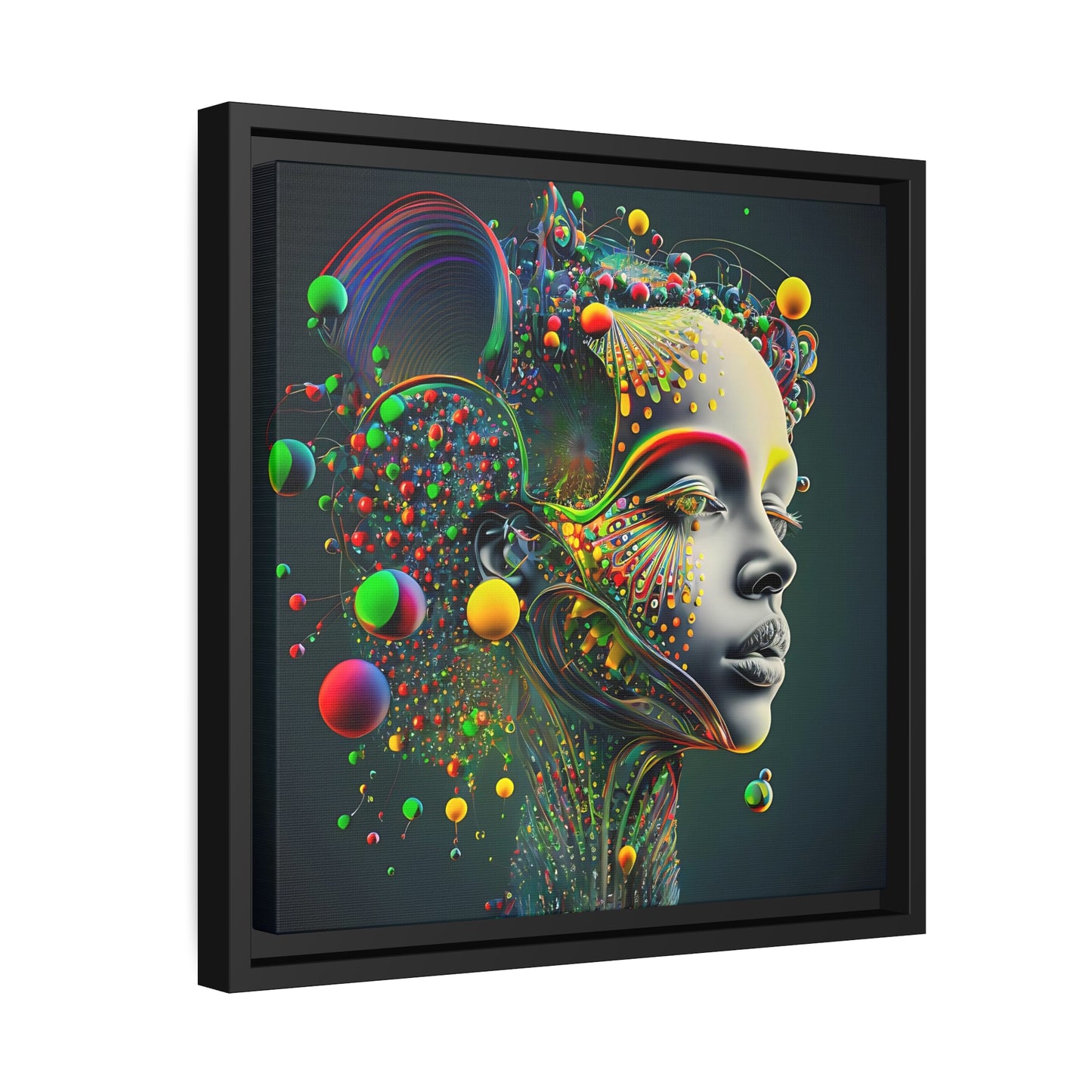 Color Explosion Abstract Portrait of a Woman - Matte Canvas, Black Frame Active