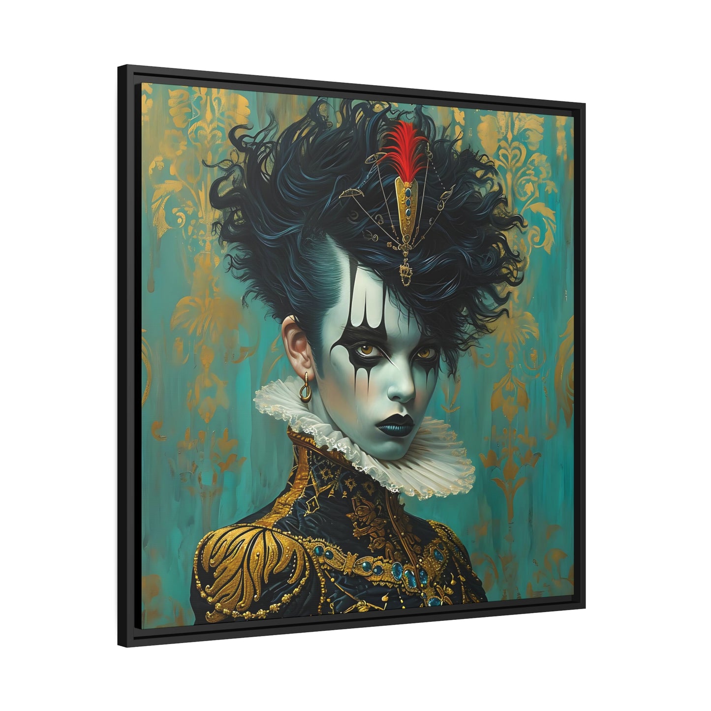 Modern Clownpunk Style - Edgy Digital Art for Unique Wall Deco - Matte Canvas, Black Frame