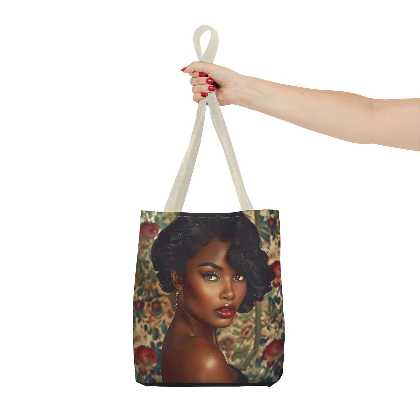 Beautiful Black Retro Style Woman Tote Bag - Vintage Fashion Accessory - Unique Gift  - Gift for Her - Iconic Retro Fashion