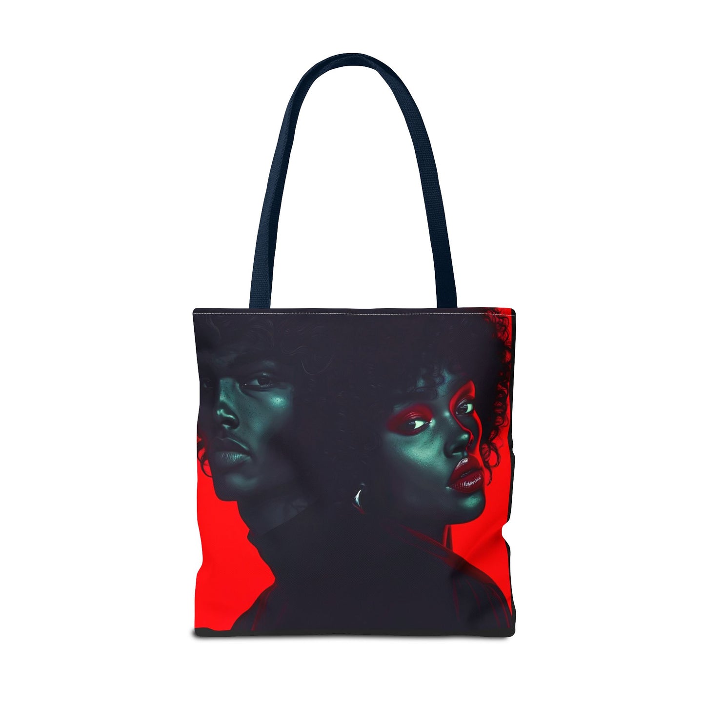 Retro Afro Couple Tote Bag - Stylish Red and Black Digital Print - Unique Fashion Accessory - Tote Bag (AOP) - Gift Idea