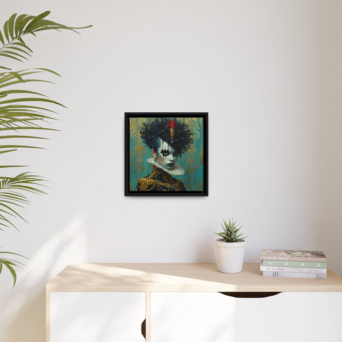 Modern Clownpunk Style - Edgy Digital Art for Unique Wall Deco - Matte Canvas, Black Frame