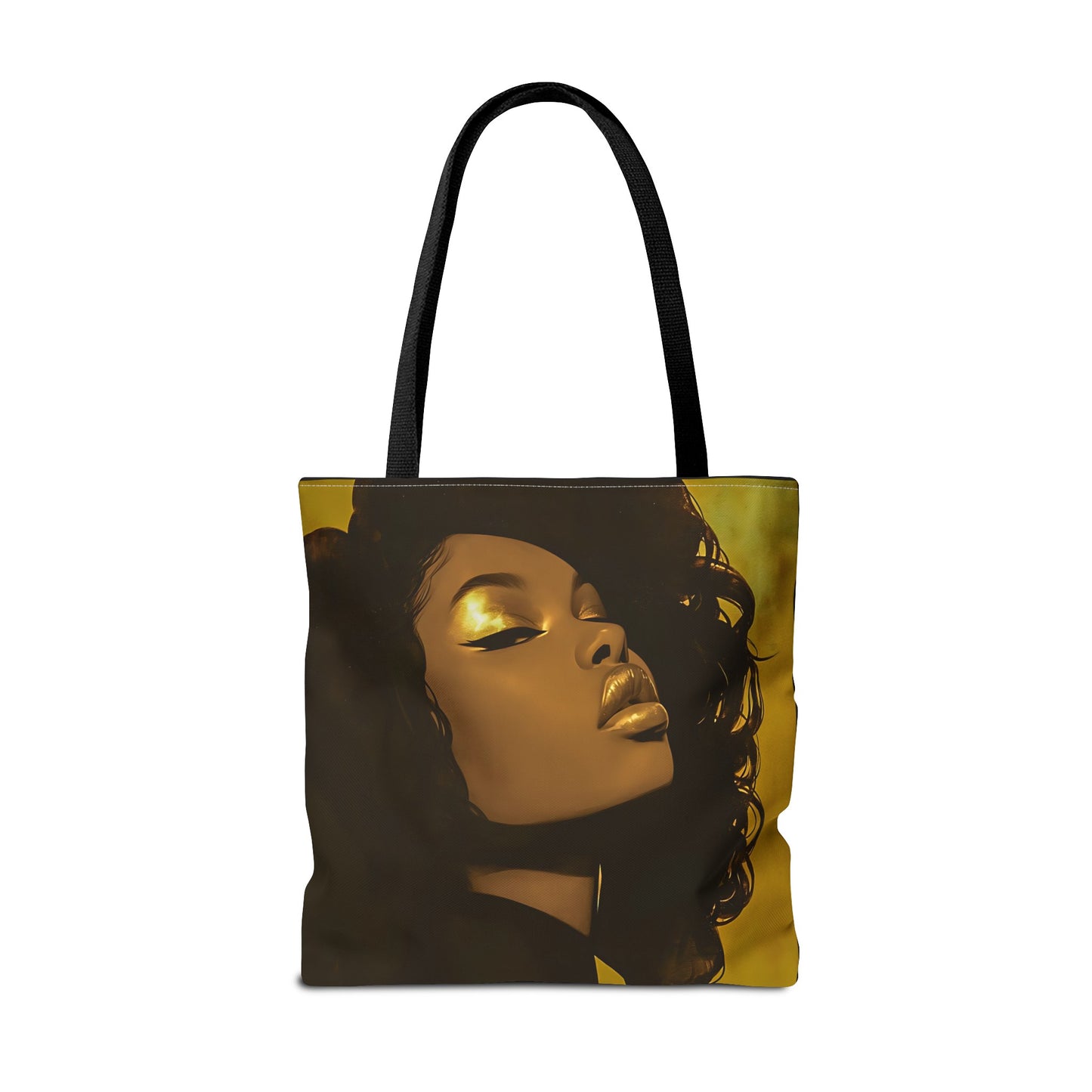 Abstract Black Woman Digital Print Tote Bag - Stylish Black and Gold Design - Unique Gift Idea -Trendy Shopping Bag