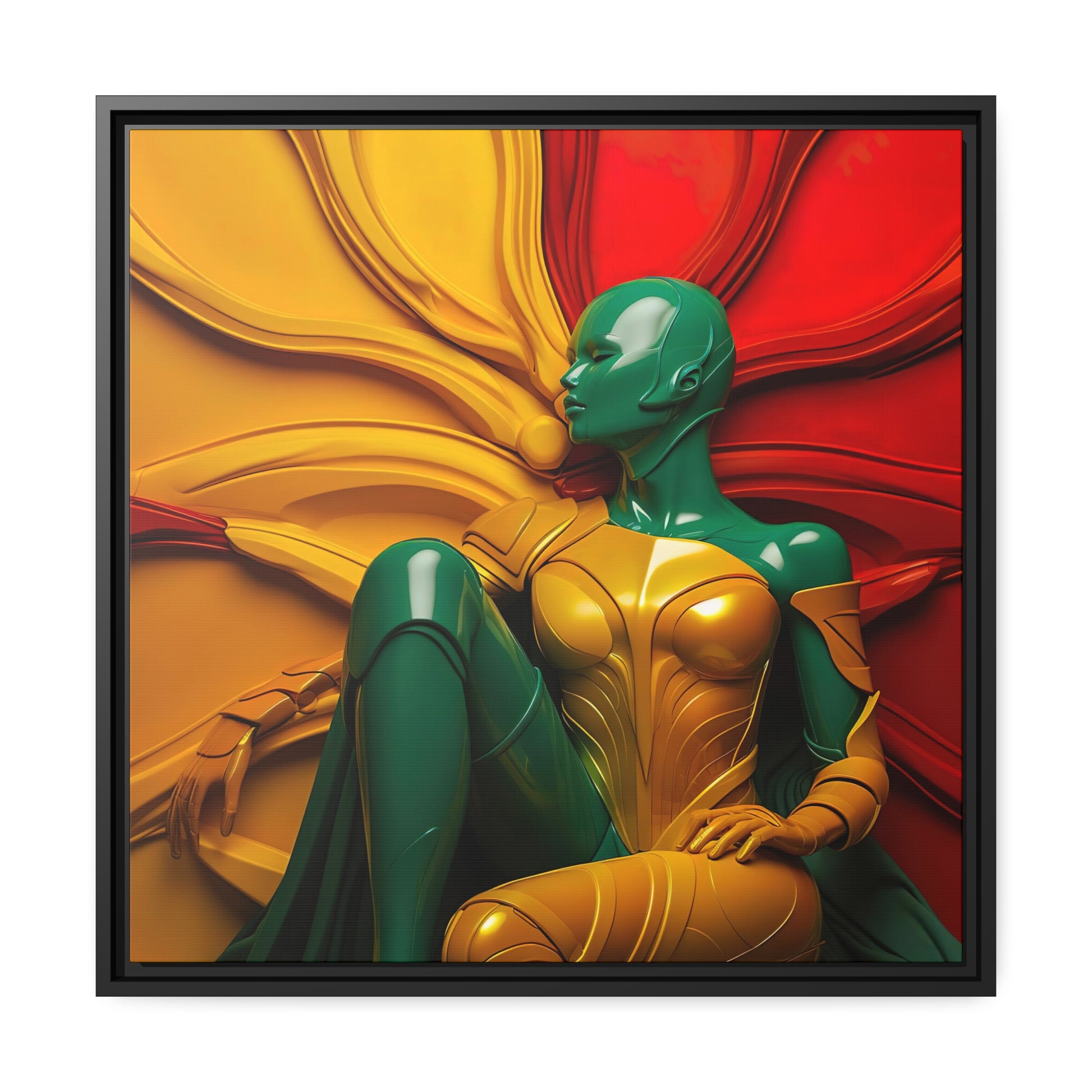 Merged in Plastic - Red, Yellow, and Green Wall Art Matte Canvas, Black Frame - Owndigiart