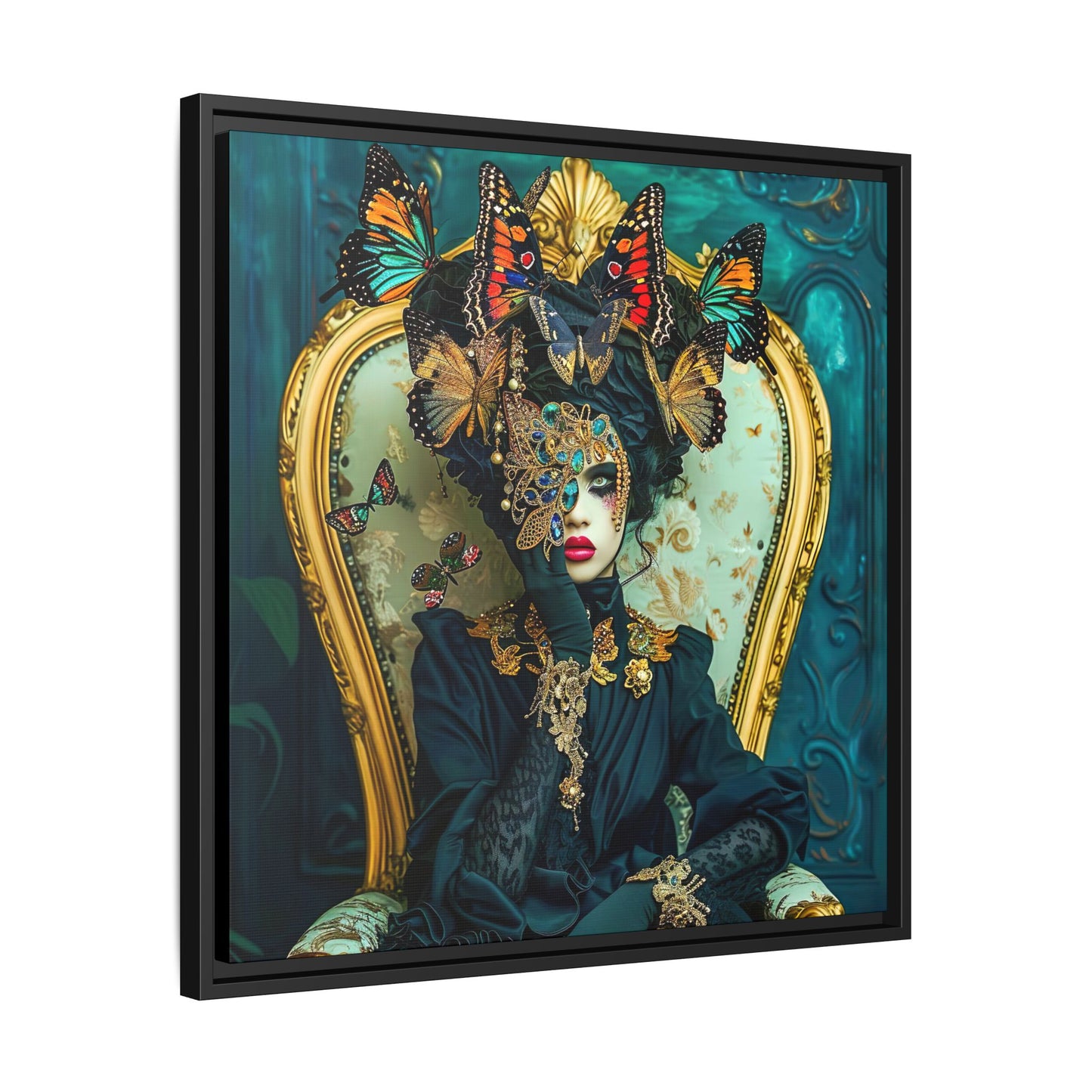 Exquisite Butterfly Masquerade Couture | Matte Canvas, Black Frame