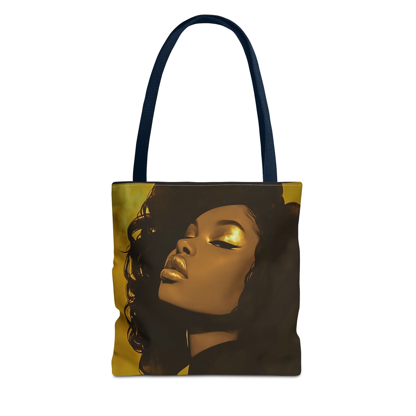 Abstract Black Woman Digital Print Tote Bag - Stylish Black and Gold Design - Unique Gift Idea -Trendy Shopping Bag