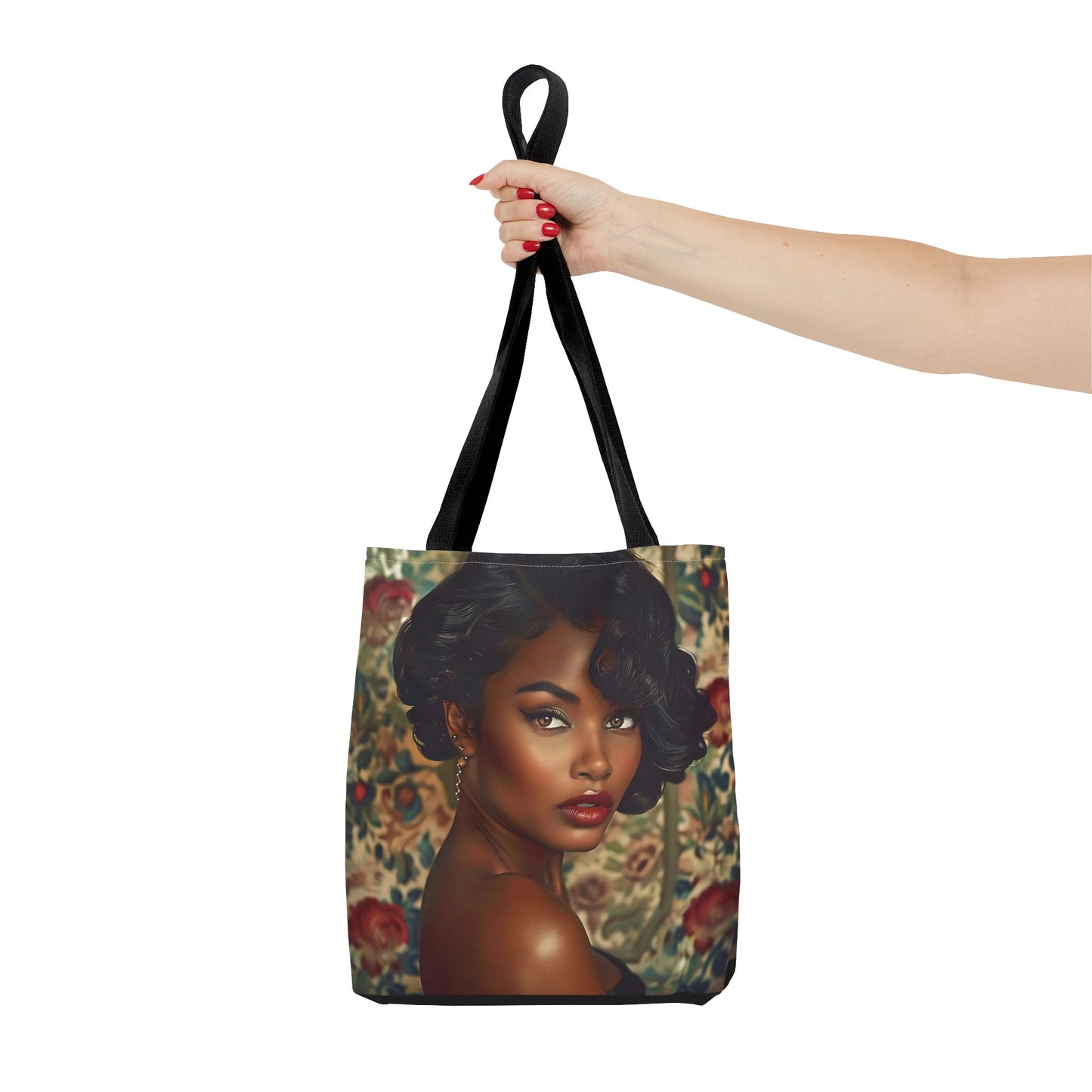 Beautiful Black Retro Style Woman Tote Bag - Vintage Fashion Accessory - Unique Gift  - Gift for Her - Iconic Retro Fashion