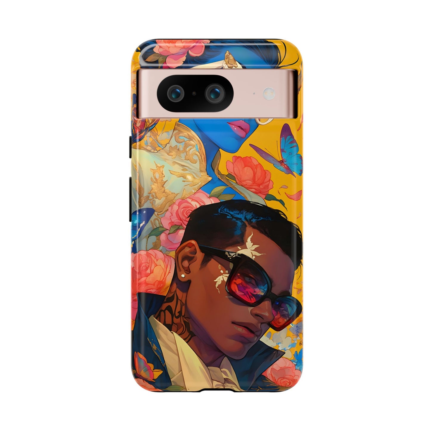 Trendy Butterfly Couple Phone Case - Funky Illustrations with Sunglasses - Vibrant and Stylish Cover | iPhone | Samsung |Tough Cases