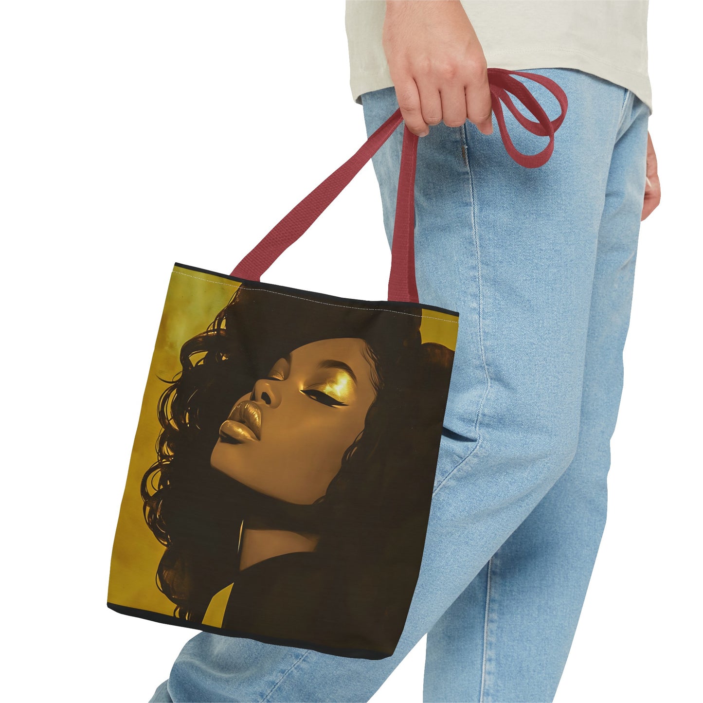 Abstract Black Woman Digital Print Tote Bag - Stylish Black and Gold Design - Unique Gift Idea -Trendy Shopping Bag