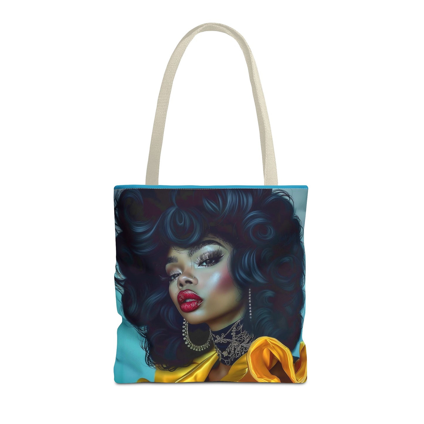 Empowering Beauty  Black Woman Digital Print Tote Bag (AOP) - Statement tote bag with bold lips - Trendy - Unique  Gift Ideas