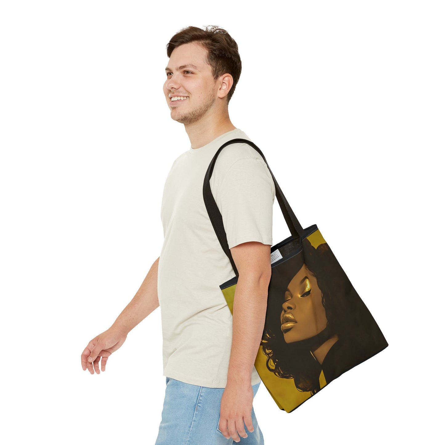 Abstract Black Woman Digital Print Tote Bag - Stylish Black and Gold Design - Unique Gift Idea -Trendy Shopping Bag