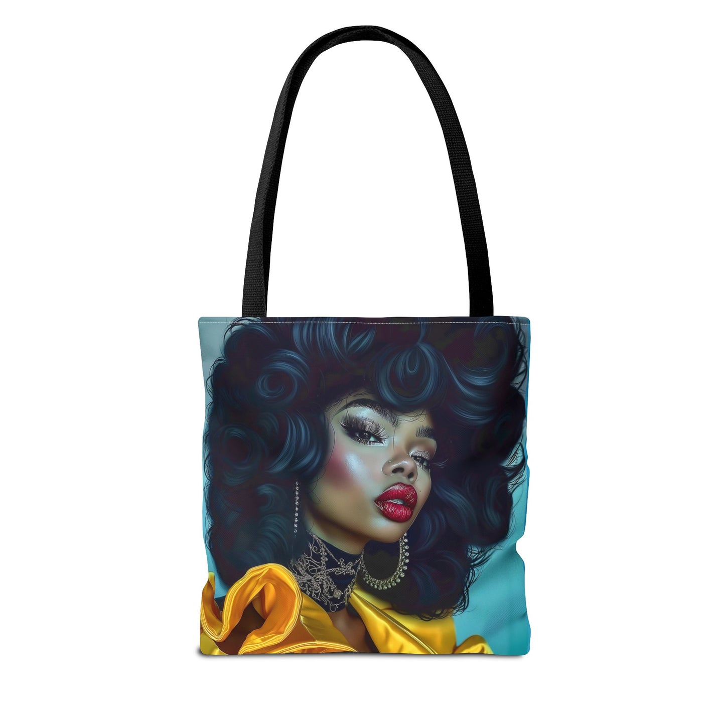 Empowering Beauty  Black Woman Digital Print Tote Bag (AOP) - Statement tote bag with bold lips - Trendy - Unique  Gift Ideas