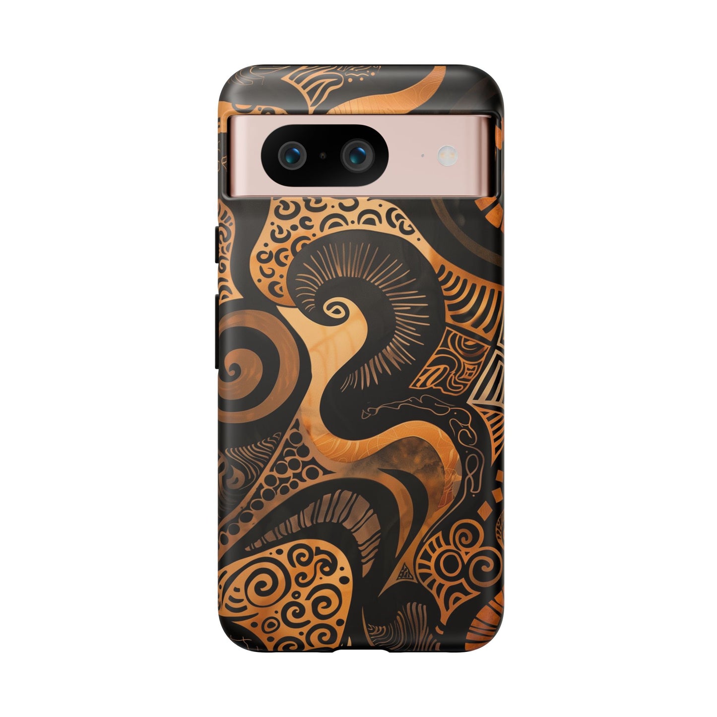 Afrocentric Print in Brown and Gold | iPhone | Samsung | Google | Tough Phone Case