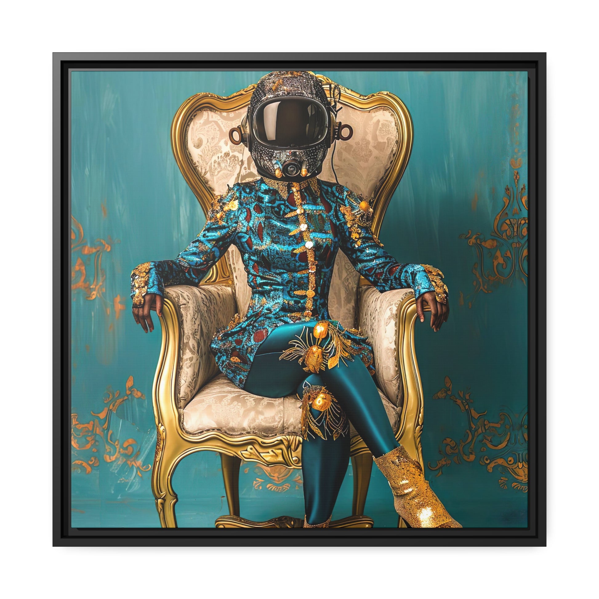 Opulent Aquamarine  - Matte Canvas, Black Frame - Owndigiart