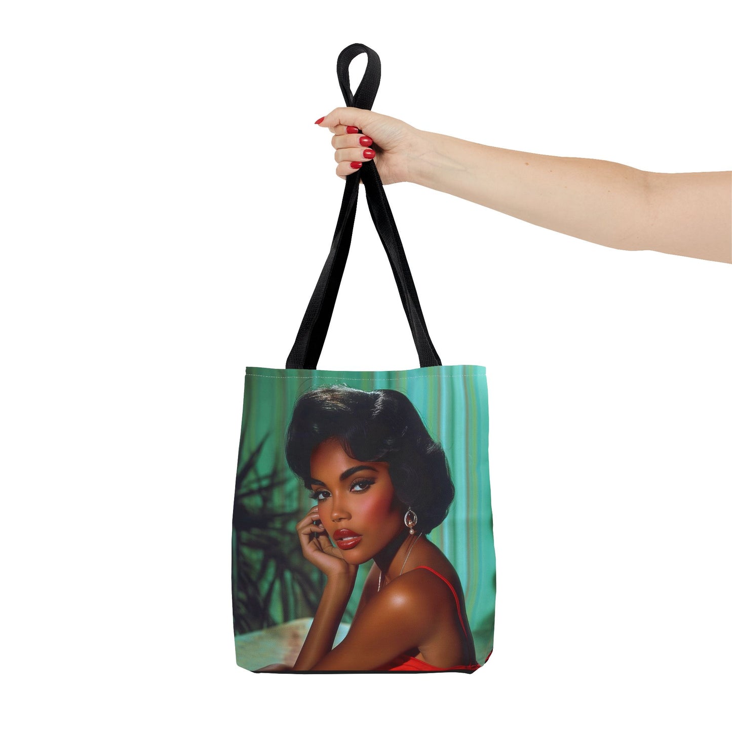 Chic Retro Style Woman Tote Bag  - Gift Ideas - Black Ai photo  - Black art - Fashionable Black Print Accessory