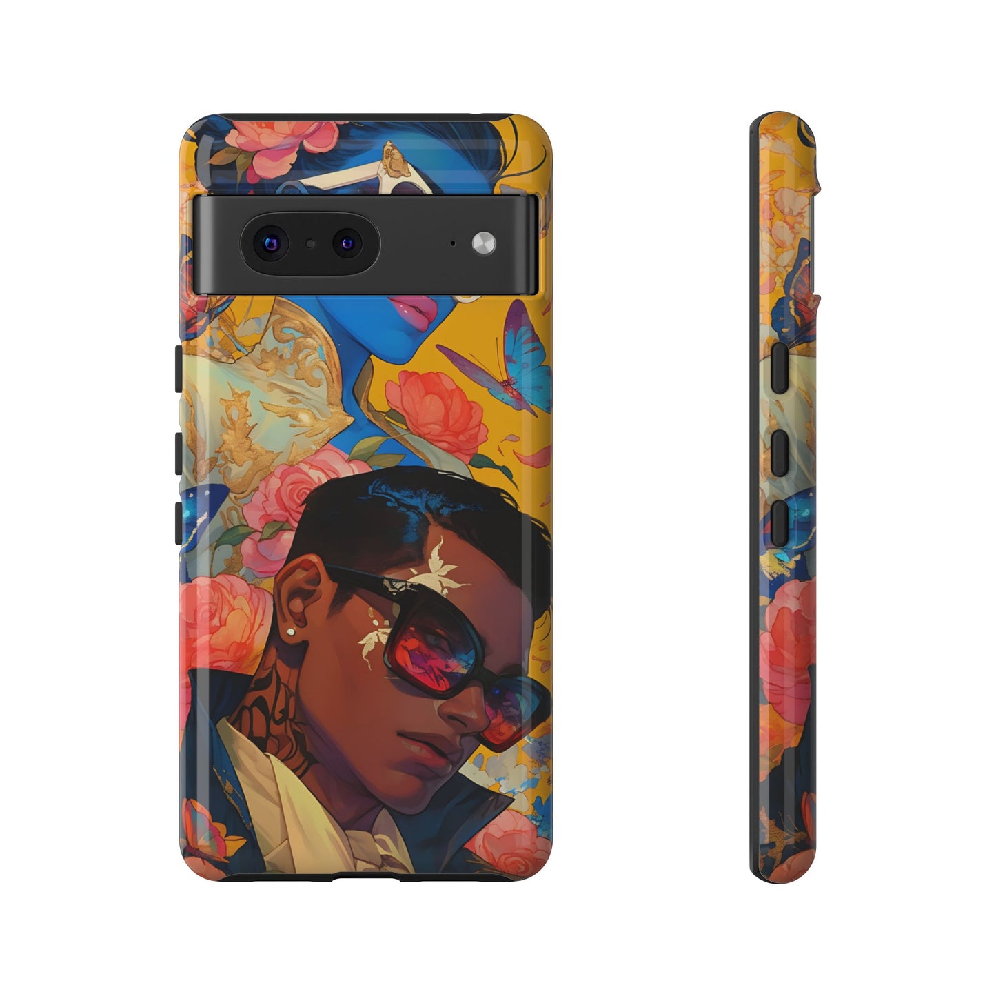 Trendy Butterfly Couple Phone Case - Funky Illustrations with Sunglasses - Vibrant and Stylish Cover | iPhone | Samsung |Tough Cases