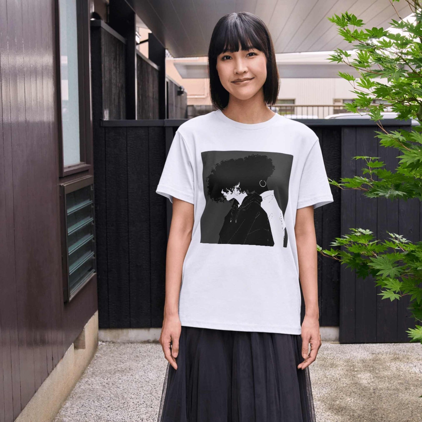 Afro Silhouette T-Shirt - Black & White Art Tee