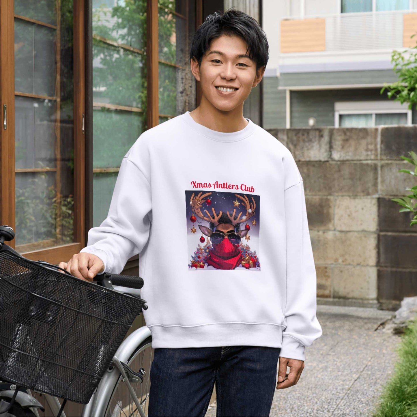 'Xmas Antlers Club' Christmas Classic Unisex Crewneck Sweatshirt