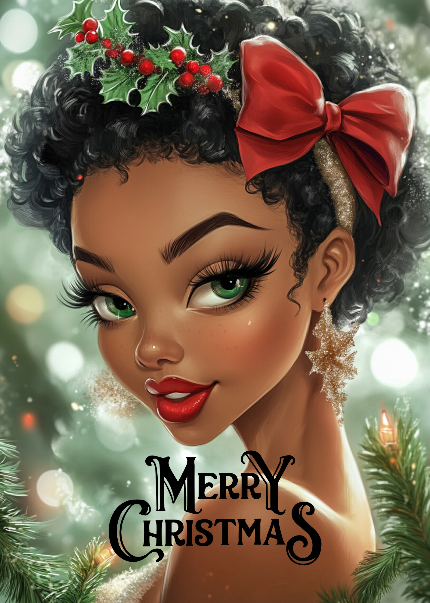 Cute Afro-Chic Christmas Card | Downloadable Holiday Greetings