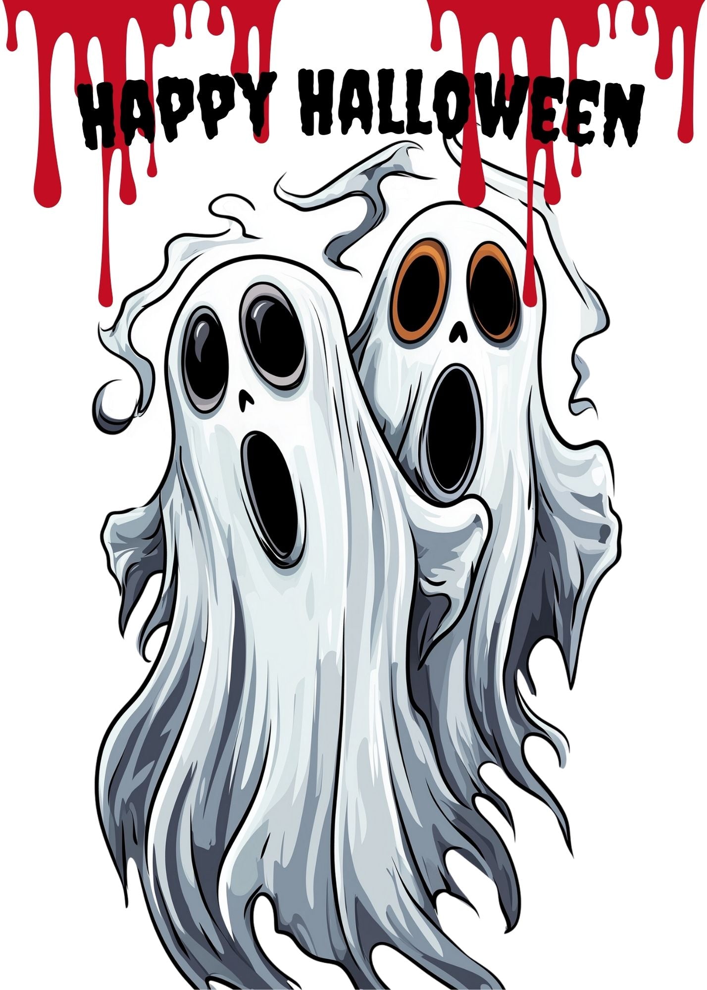 Downloadable Cartoon Ghosts Halloween Card | Spooky Fun for All Ages