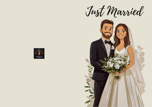 'Just Married' Digital Download Foldable Card