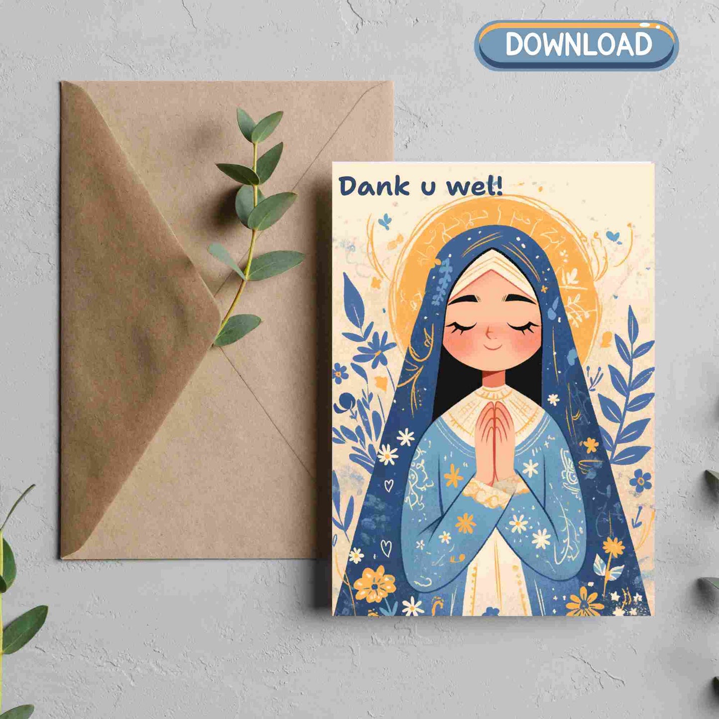 Gratitude in Grace Hijabi Muslim Woman Thank You Card Printable