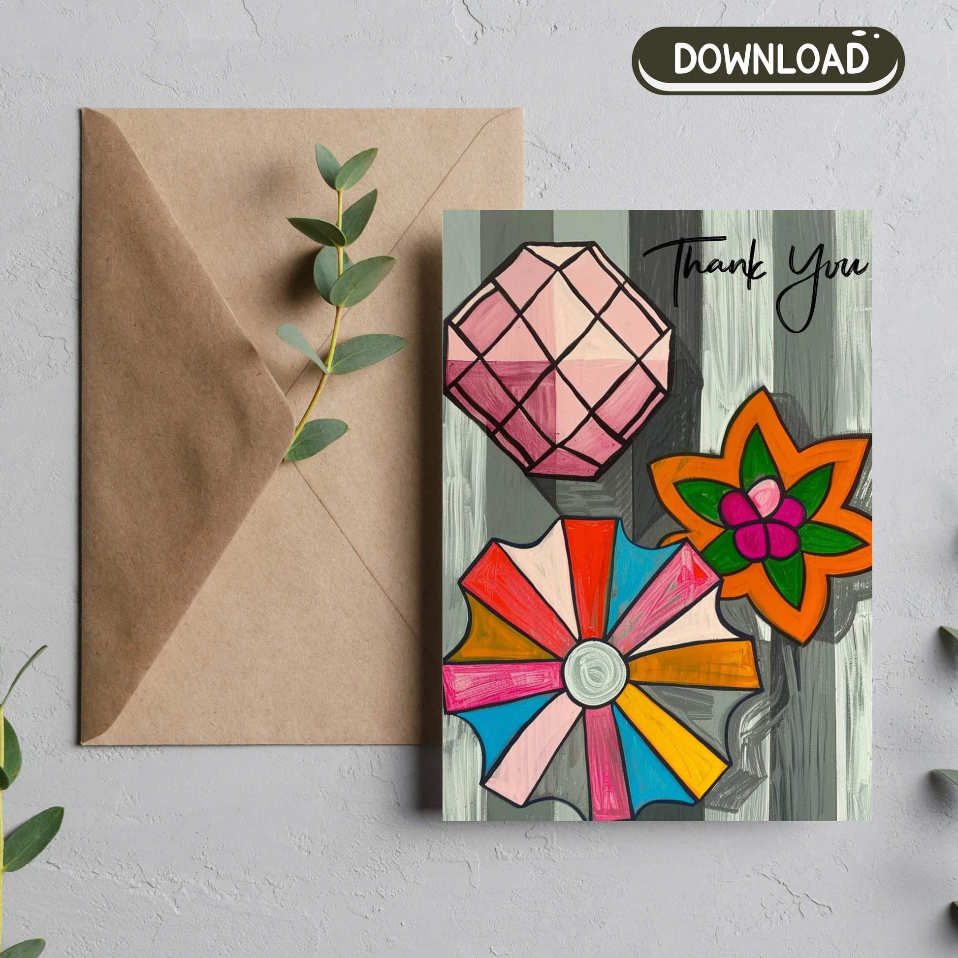 Thank You Card instant download Foldable Greeting Card - Owndigiart
