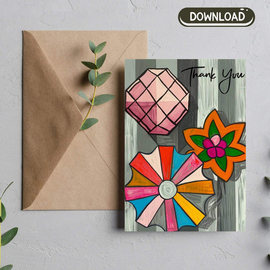 Thank You Card instant download Foldable Greeting Card - Owndigiart