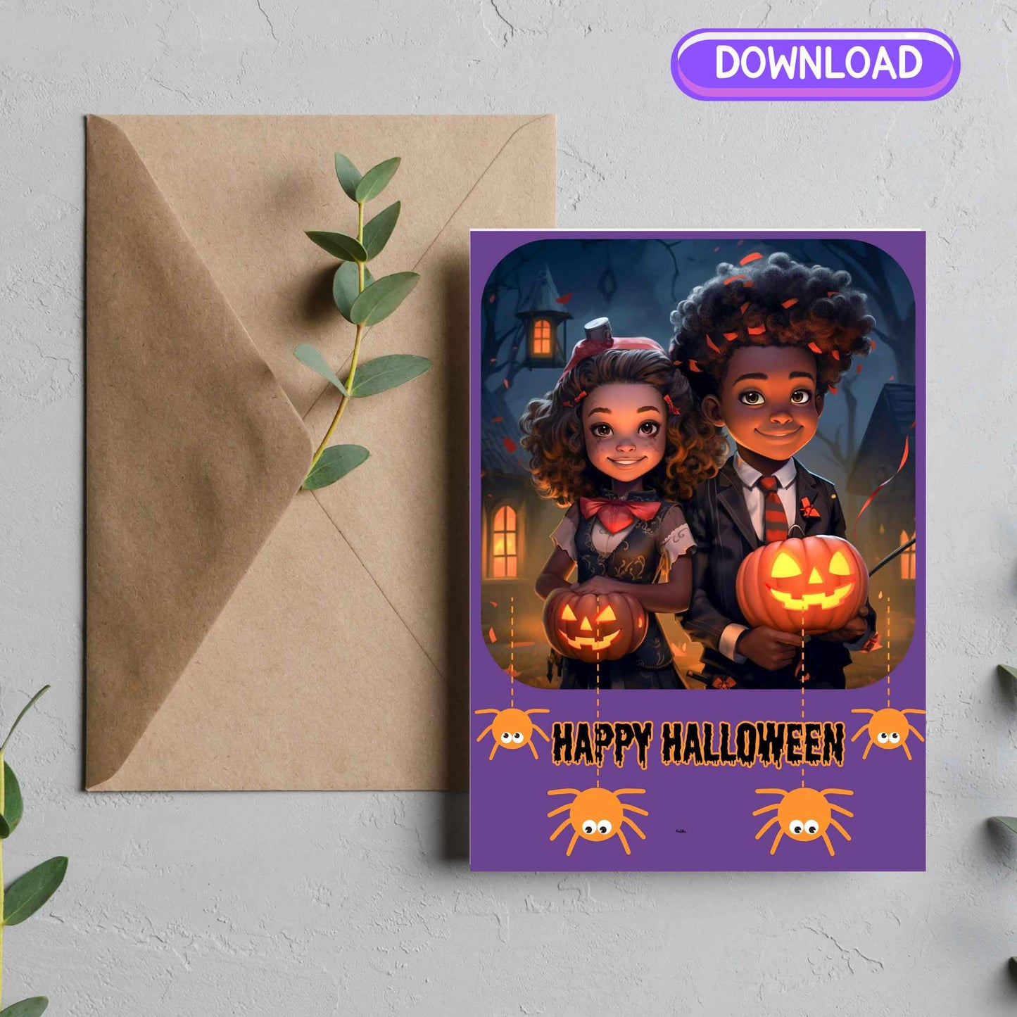 Digital Download Afro Black Art Happy Halloween -Instant Download